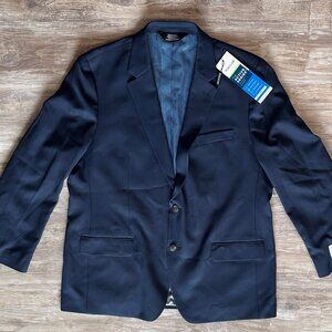 NWT Haggar Active Series Navy Blazer Tailored Fit Mens 48R Stretch Sport Coat